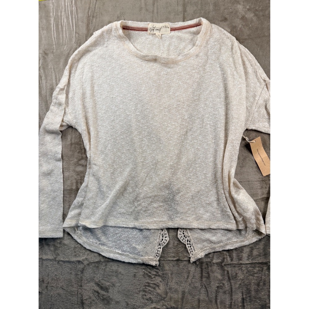 West Coast by Taylor and Sage Womens‎ Medium Cream Crochet Split Back Knit Boho
